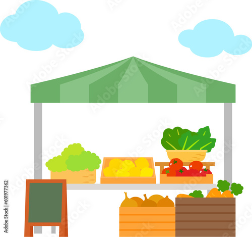マルシェの野菜販売のテント