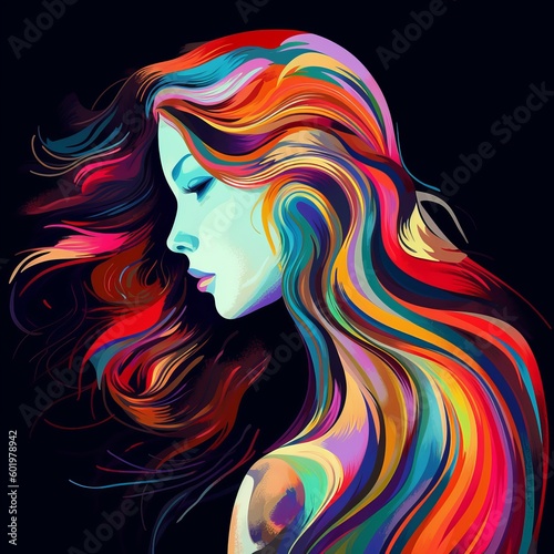 girl with colorful hair Generative AI