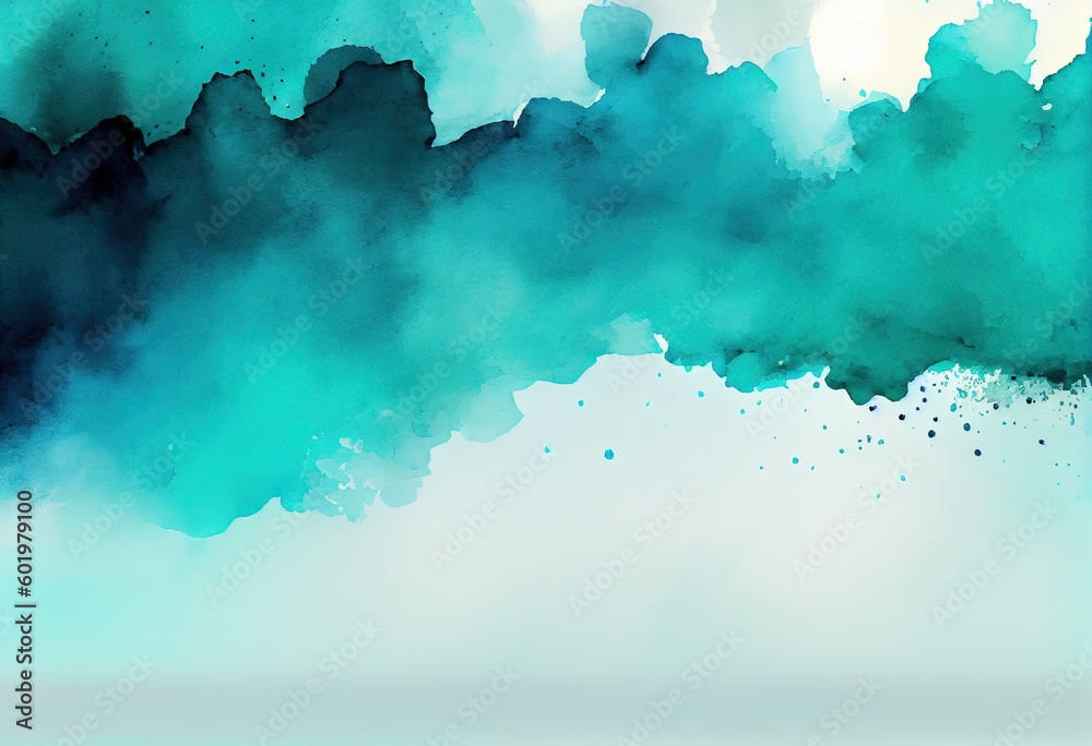 Turquoise-Blue Gradient Watercolor Background: A Stunning Abstract Design, generative AI