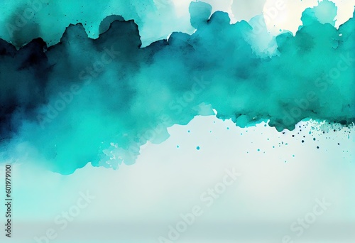 Turquoise-Blue Gradient Watercolor Background  A Stunning Abstract Design  generative AI