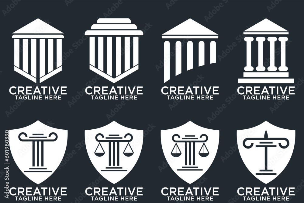 set of attorney law icon justice, lawyer, legal, firm, judge logo design vector
