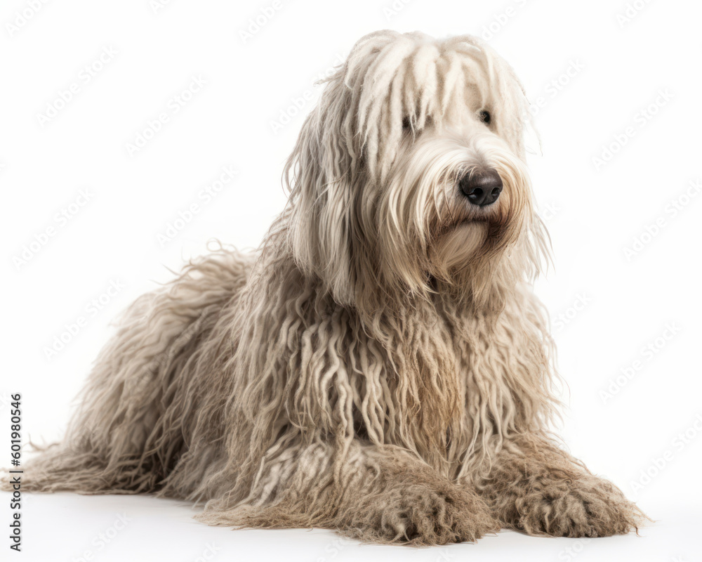 photo of komondor dog isolated on white background. Generative AI