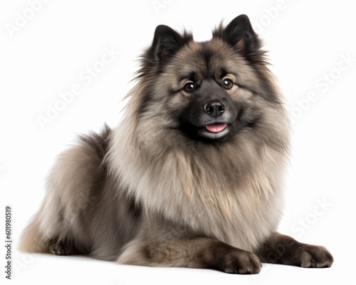 photo of keeshond isolated on white background. Generative AI