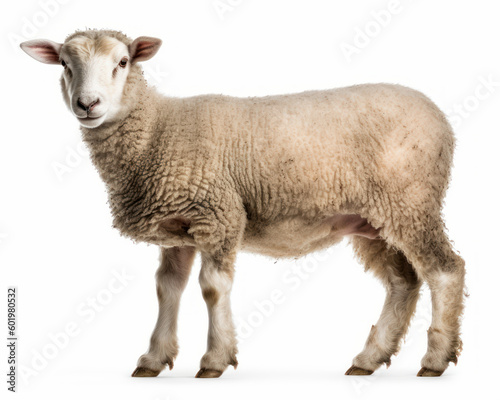 photo of lamb isolated on white background. Generative AI