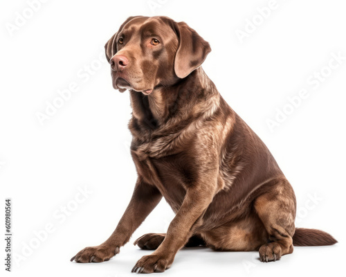 photo of Labrador Retriever isolated on white background. Generative AI