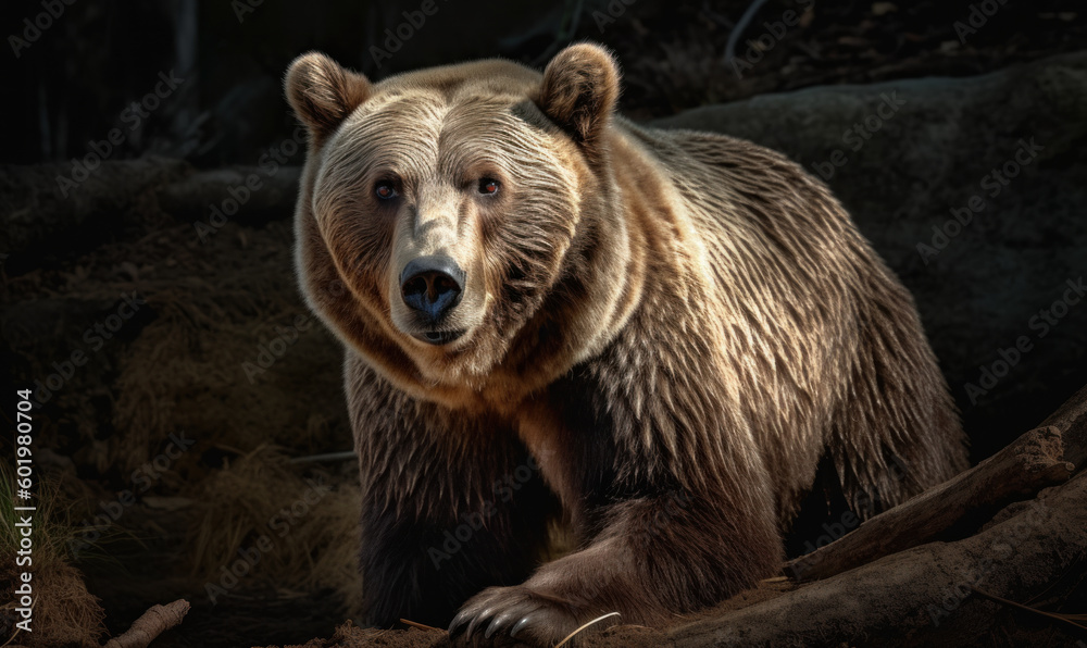 Obraz premium photo of Kodiak bear in its natural habitat. Generative AI