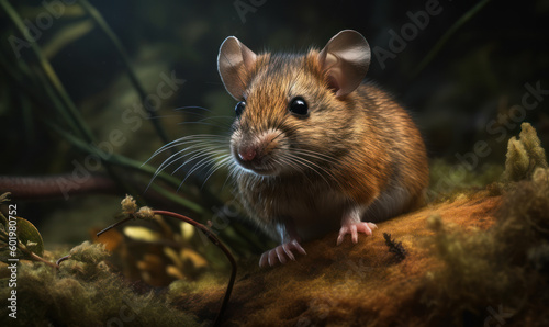 photo of kangaroo mouse in its natural habitat. Generative AI © Bartek