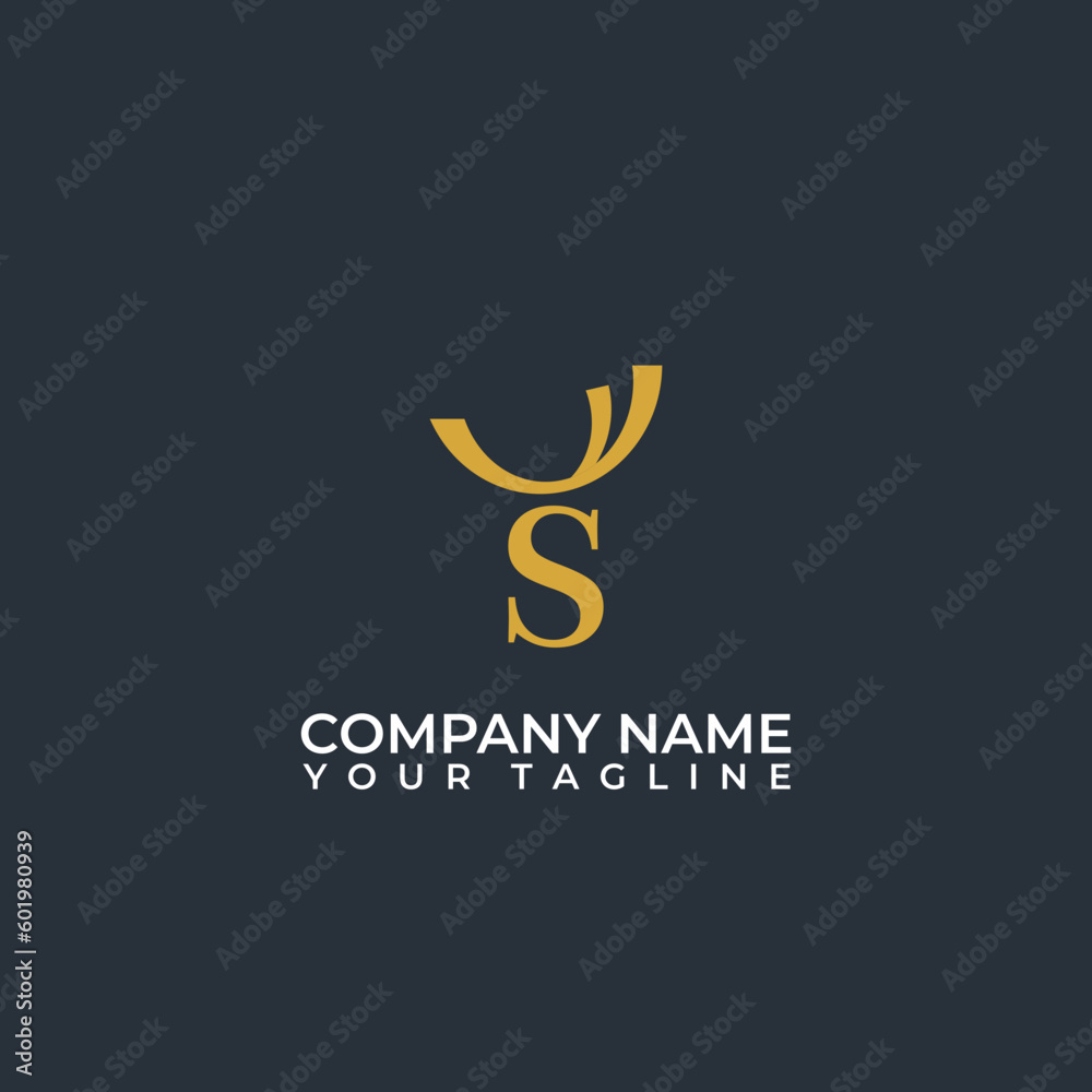 Obraz premium Elegant Letter S Deer Logo Design Vector.