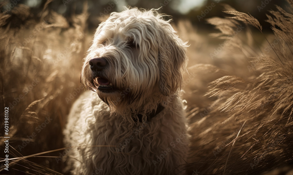 photo of komondor dog in its natural habitat. Generative AI