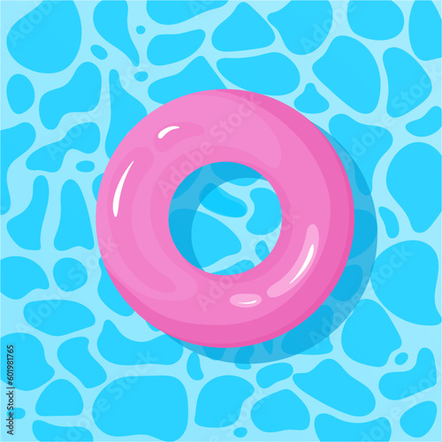 Pink lifebuoy in blue pool water