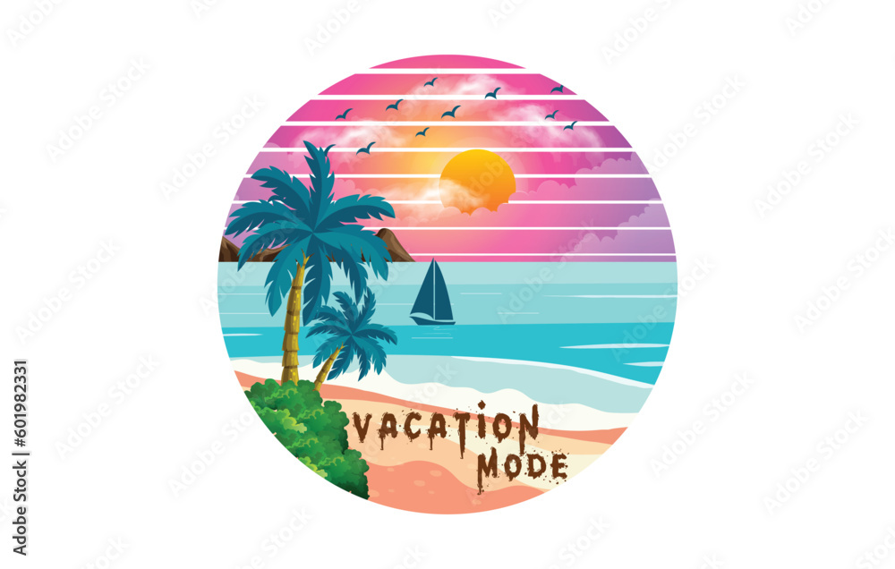 Vacation mode beach t shirt design