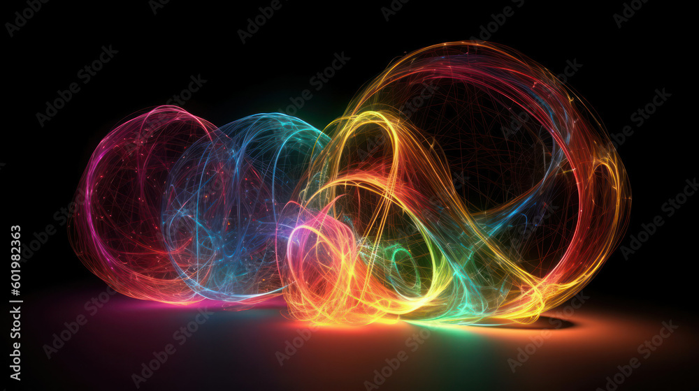 painting with light on a black background. Abstract color design Modern art. Illustration design of paint for background. Generative AI