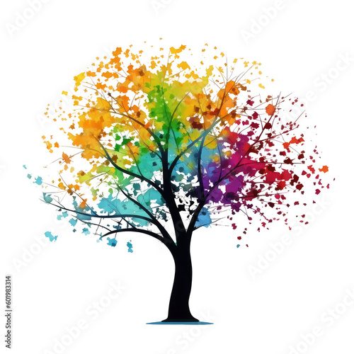 colorful tree isolated on white © Tidarat