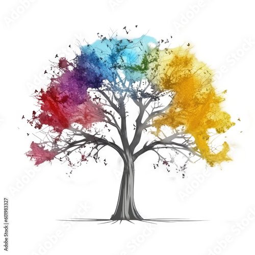 colorful tree isolated on white