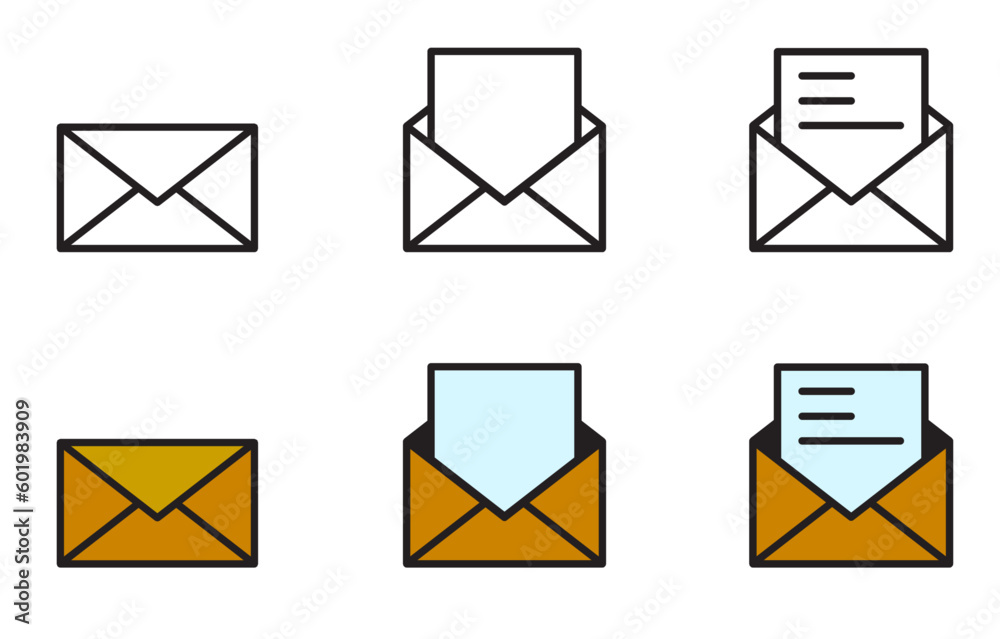 simple icons related to mail, email, open and close. line and flat color icon collection. Linear web symbols. Editable stroke. Vector illustration. simple icons related to mail, email, open and close. line and flat color icon collection. Linear web symbols. Editable stroke. Vector illustration.