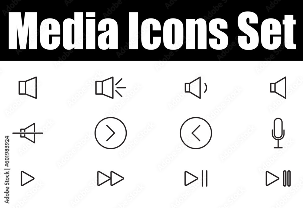 Set of line icons related to Media controler and players. Outline icon collection. Linear business and leader symbols. Editable stroke. Vector illustration. Set of line icons related to Media controler and players. Outline icon collection. Linear business and leader symbols. Editable stroke. Vector illustration.