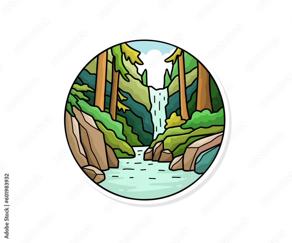 Fototapeta premium Vector sticker badge nature landscape vector illustration design