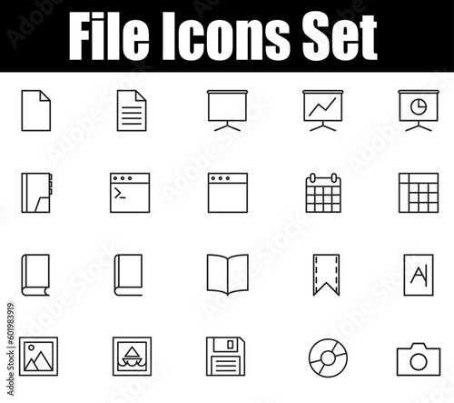 Set of line icons related to File types, Outline icon collection. Linear business and leader symbols. Editable stroke. Vector illustration.