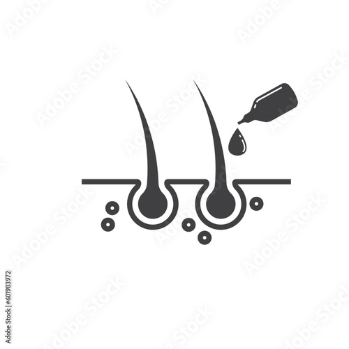 black hair root drop oil serum  icon vector element concept design template