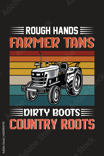 Rough hands farmer tans dirty boots country roots t-shirt design, vector file.