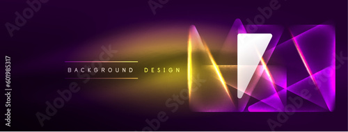 Vibrant Geometric Neon Shiny Line Background. A Bold and Stunning Display of Shapes, Lines, Colors, and Glow, Perfect for Futuristic Modern Designs, Hi-tech Presentations, Technology Web Pages