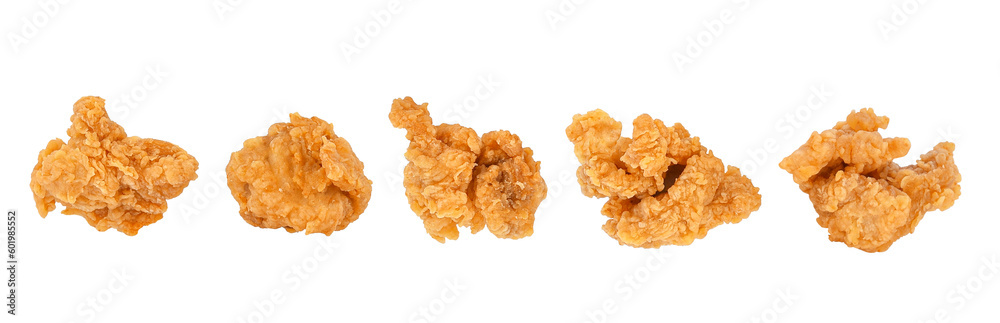 Fried popcorn chicken isolated on transparent background. PNG Fried popcorn chicken isolated on transparent background. PNG