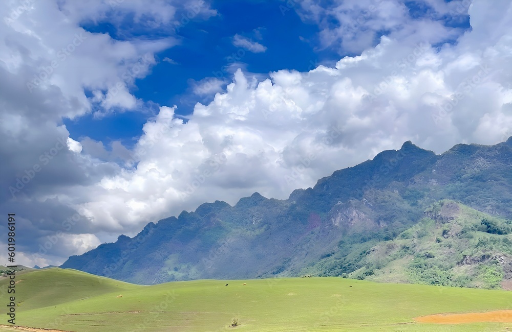 mountain scenery with white clouds