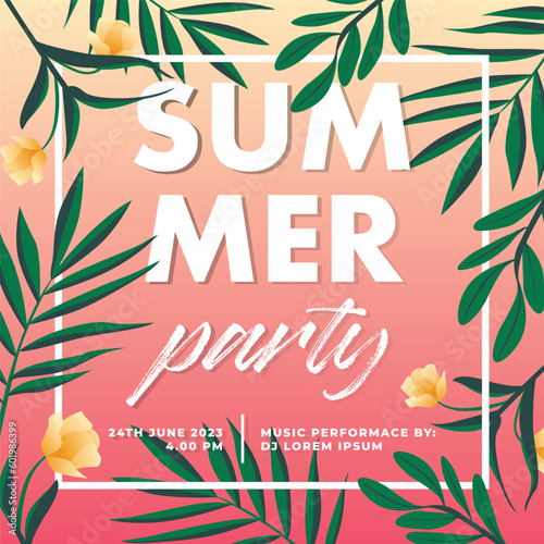 Tropical Summer Beach Party Invitation Template
