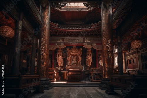 Majestic Chinese temple where emperors prayed for good harvest. Generative AI © Niam
