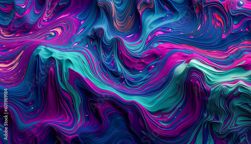 A swirling abstract painting with shades of purple and blue. Generative AI