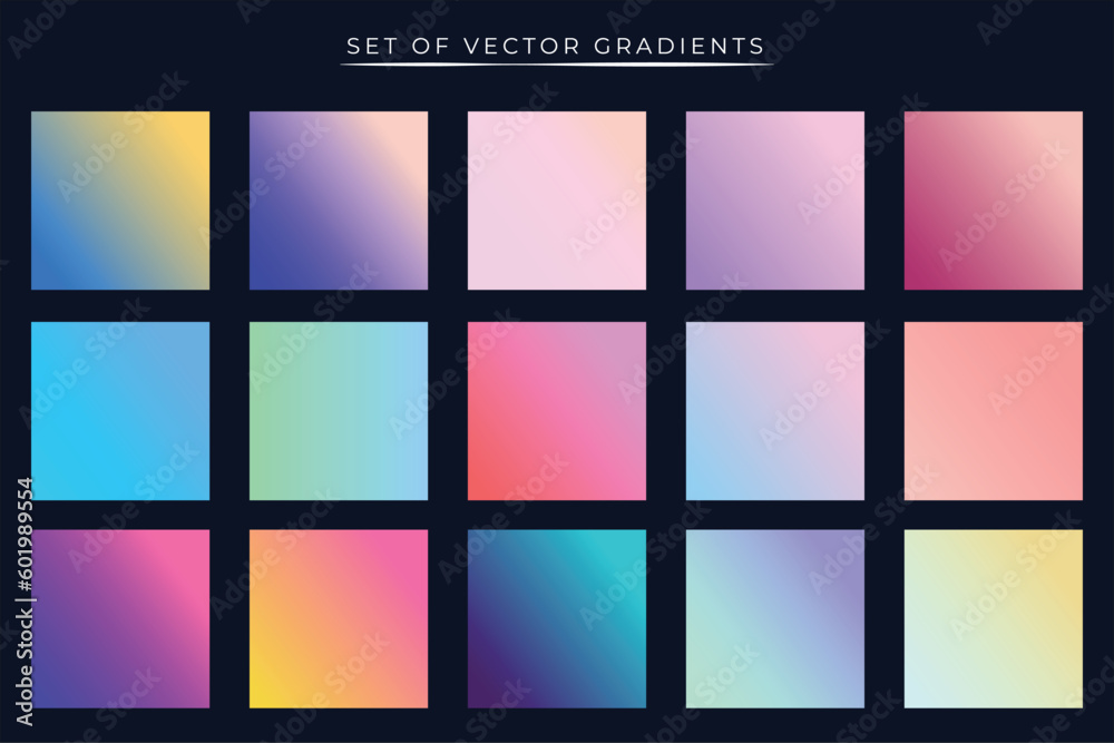 Fototapeta premium A vibrant set of gradients with dark blue background