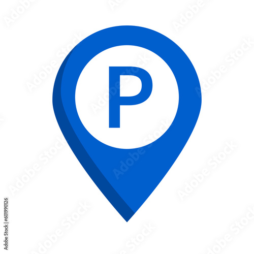 Flat design parking lot map pin icon. Vector.
