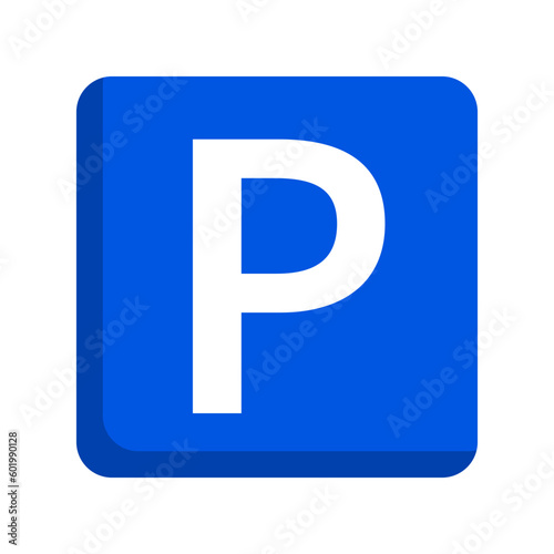 Blue parking area sign. Vector.