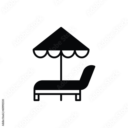 Sun Bed icon vector stock.