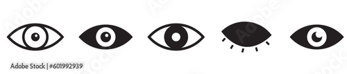 Eye icon set. Eyesight symbol. Retina scan eye icons. Simple eyes collection. Eye silhouette - stock vector.