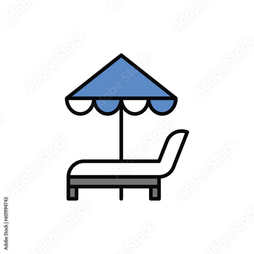 Sun Bed icon vector stock.