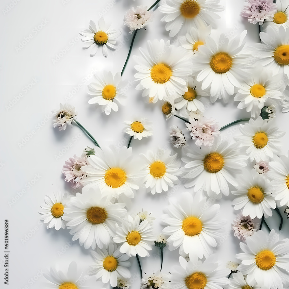 Cute Daisy Flowers Pattern On White Background Illustration
