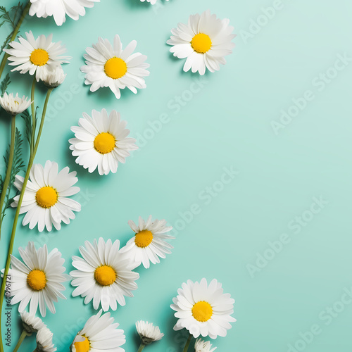 Cute Daisy Flowers Pattern On Soft Green Background Illustration © imazydreams