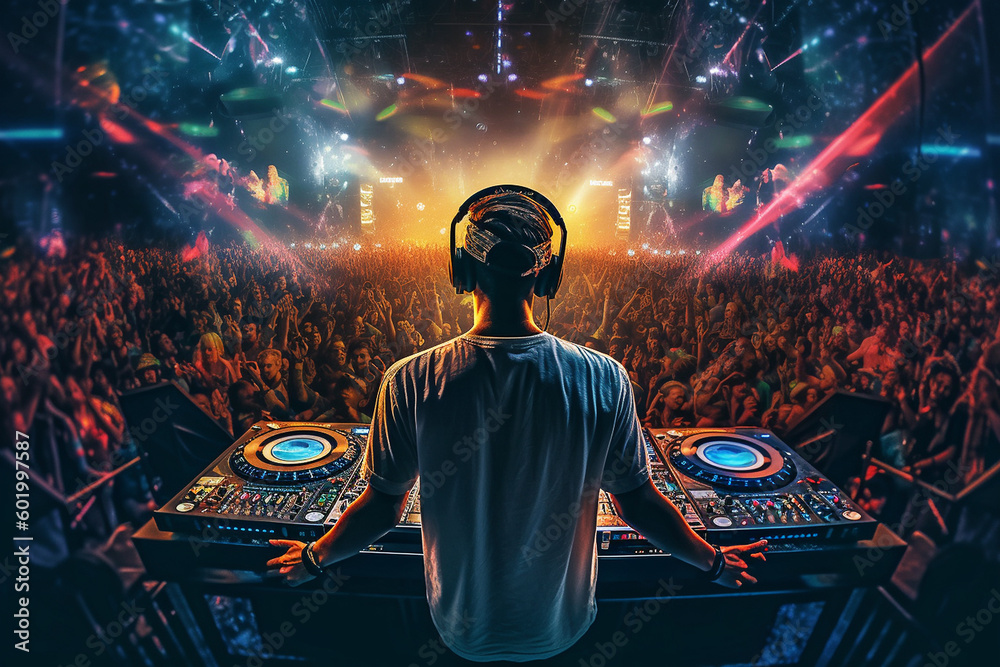 DJs play big sets, onsite, at festivals, bright laser lights hit the