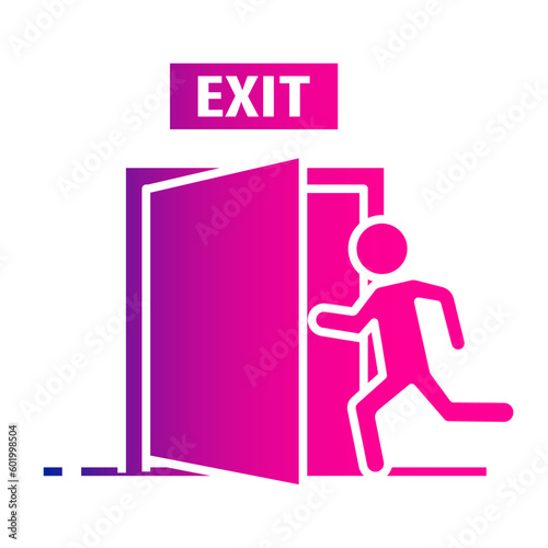 Person running to the safety icon. Vector gradient icon.