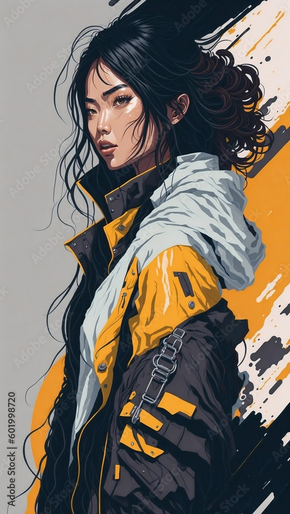 Painted Asia Woman Illustration Half-body Portrait Painted Asia Woman Illustration Half-body Portrait