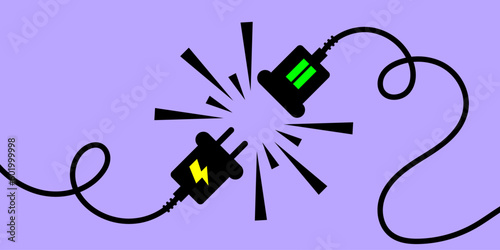 Electric socket with a plug. Connect and disconnect concept banner or background. Modern background vector illustration.