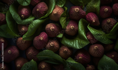 Wild ginger on a dark background, Generative AI photo