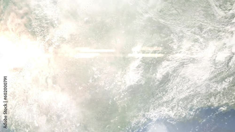 Earth zoom in from outer space to city. Zooming on Duncan, Oklahoma, USA. The animation continues by zoom out through clouds and atmosphere into space. Images from NASA Earth zoom in from outer space to city. Zooming on Duncan, Oklahoma, USA. The animation continues by zoom out through clouds and atmosphere into space. Images from NASA