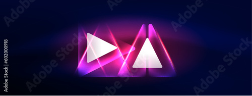 Neon lights hacking geometric background, virtual reality or artificial intelligence concept, cyberpunk geometric template for wallpaper, banner, presentation, background © antishock