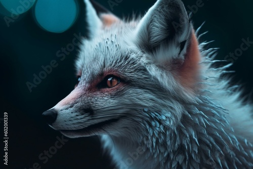 A fox of a light blue color. Generative AI