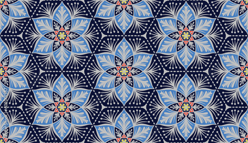 Geometric ethnic oriental pattern traditional Design for background,carpet,wallpaper,clothing,wrapping,Batik,fabric,Vector illustration.embroidery style.