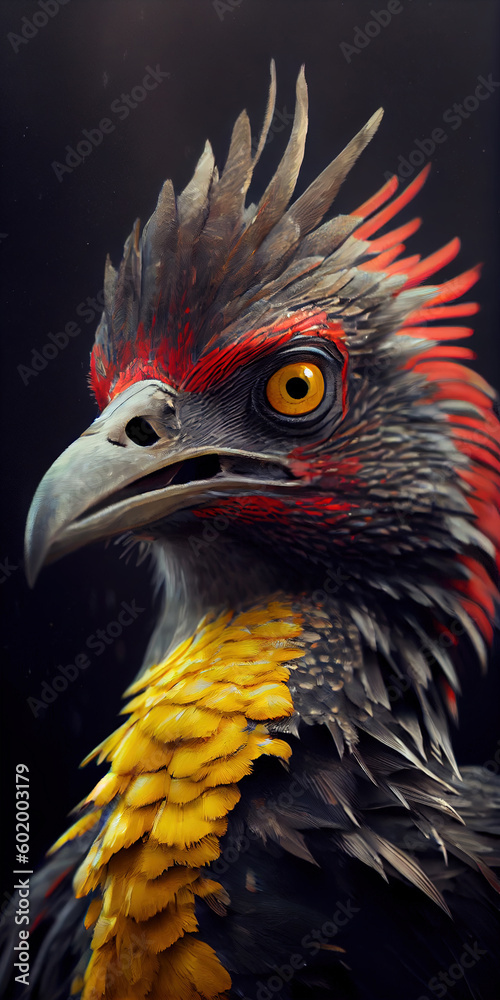 Portrait of Phorusrhacos Bird Close Up Look AI Generative