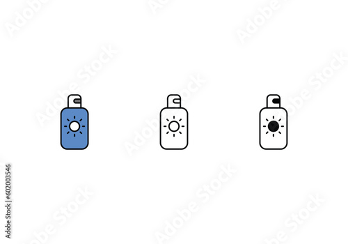 Sun Lotion Icons in three styles vector stock illustrations.sutiable mobile apps web and ui ux