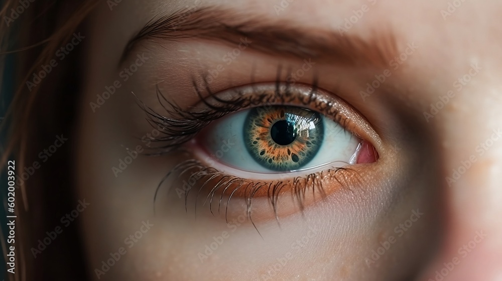 Fototapeta premium Bright beautiful eye make up. Generative AI